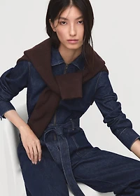 Belt denim jumpsuit