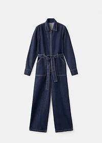 Belt denim jumpsuit