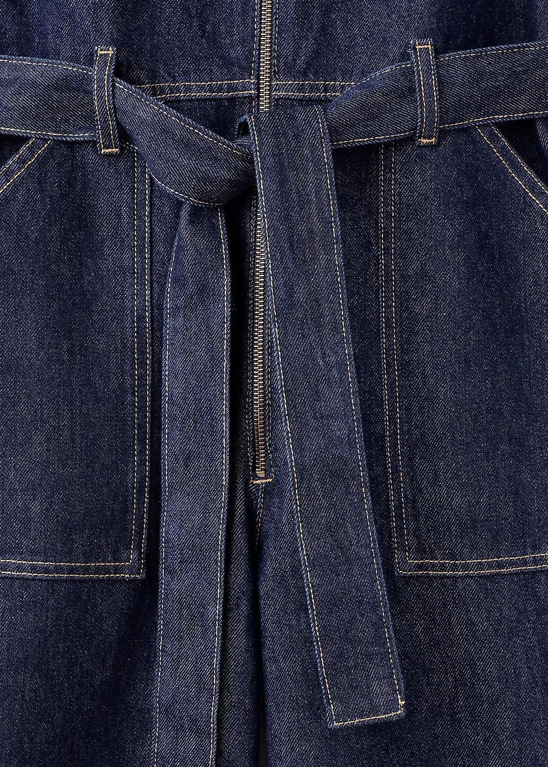 Belt denim jumpsuit