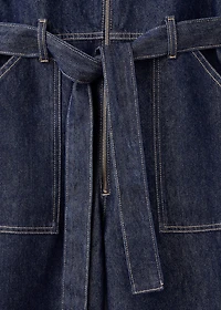Belt denim jumpsuit