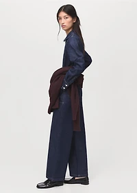 Belt denim jumpsuit