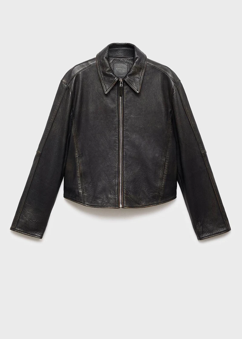 Lapels leather jacket