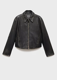Lapels leather jacket