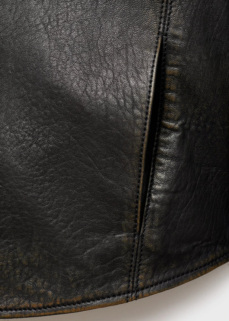 Lapels leather jacket
