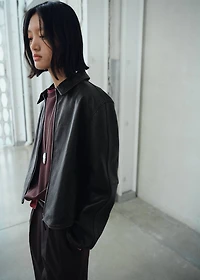Lapels leather jacket