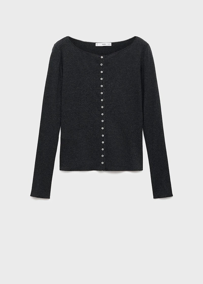 Boat neck buttoned cardigan