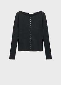 Boat neck buttoned cardigan