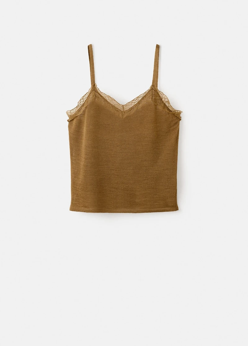 Wool-blend lace top
