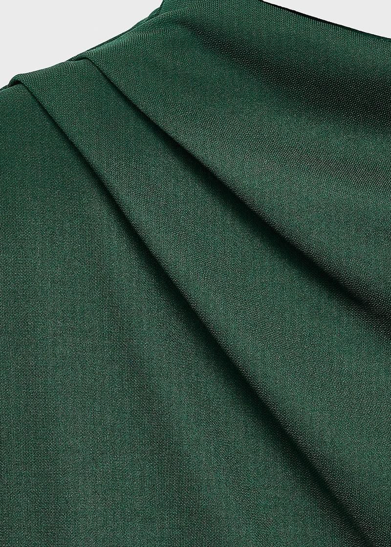 Straight-fit jumpsuit with draped neckline
