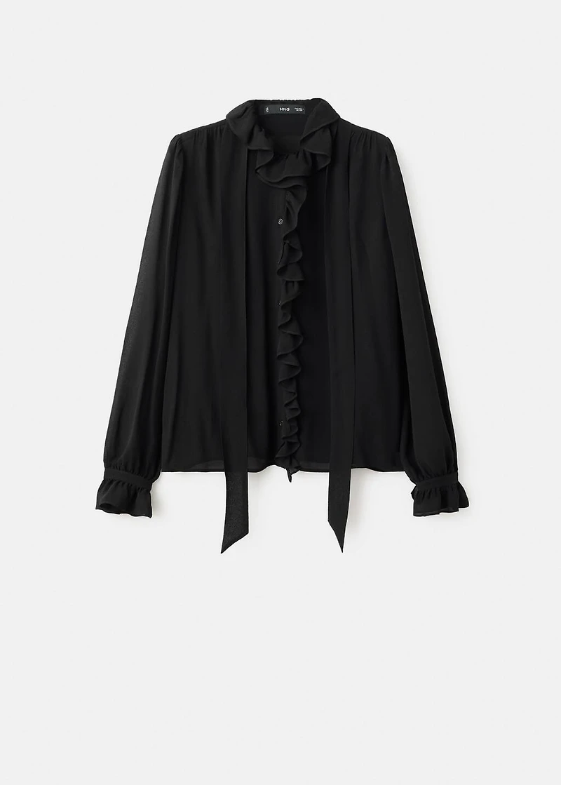 Ruffled blouse with scarf