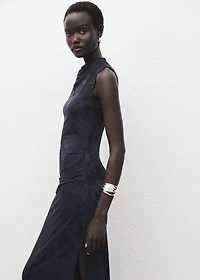 Embroidered dress with draped collar