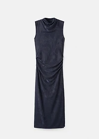 Embroidered dress with draped collar