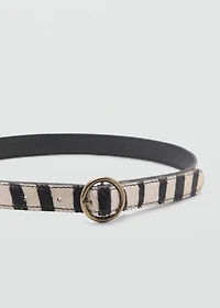 Animal print leather belt