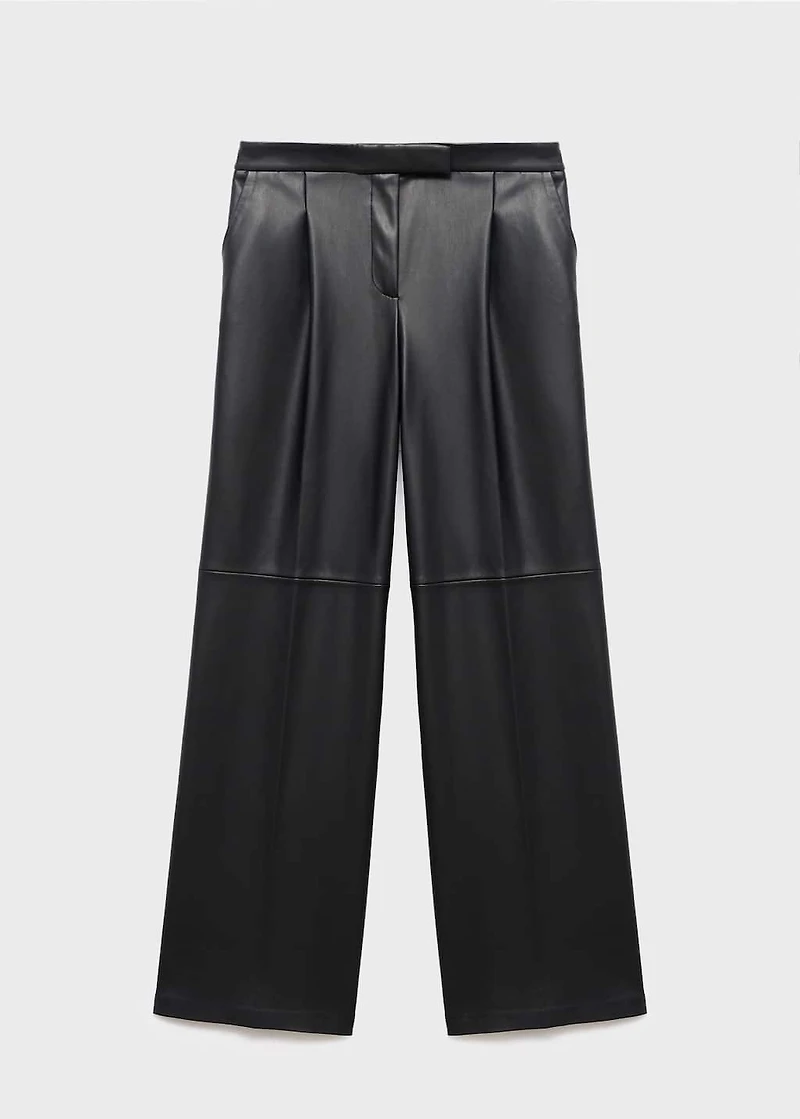 Leather-effect wide-leg pants