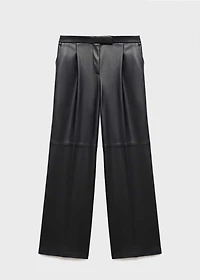 Leather-effect wide-leg pants