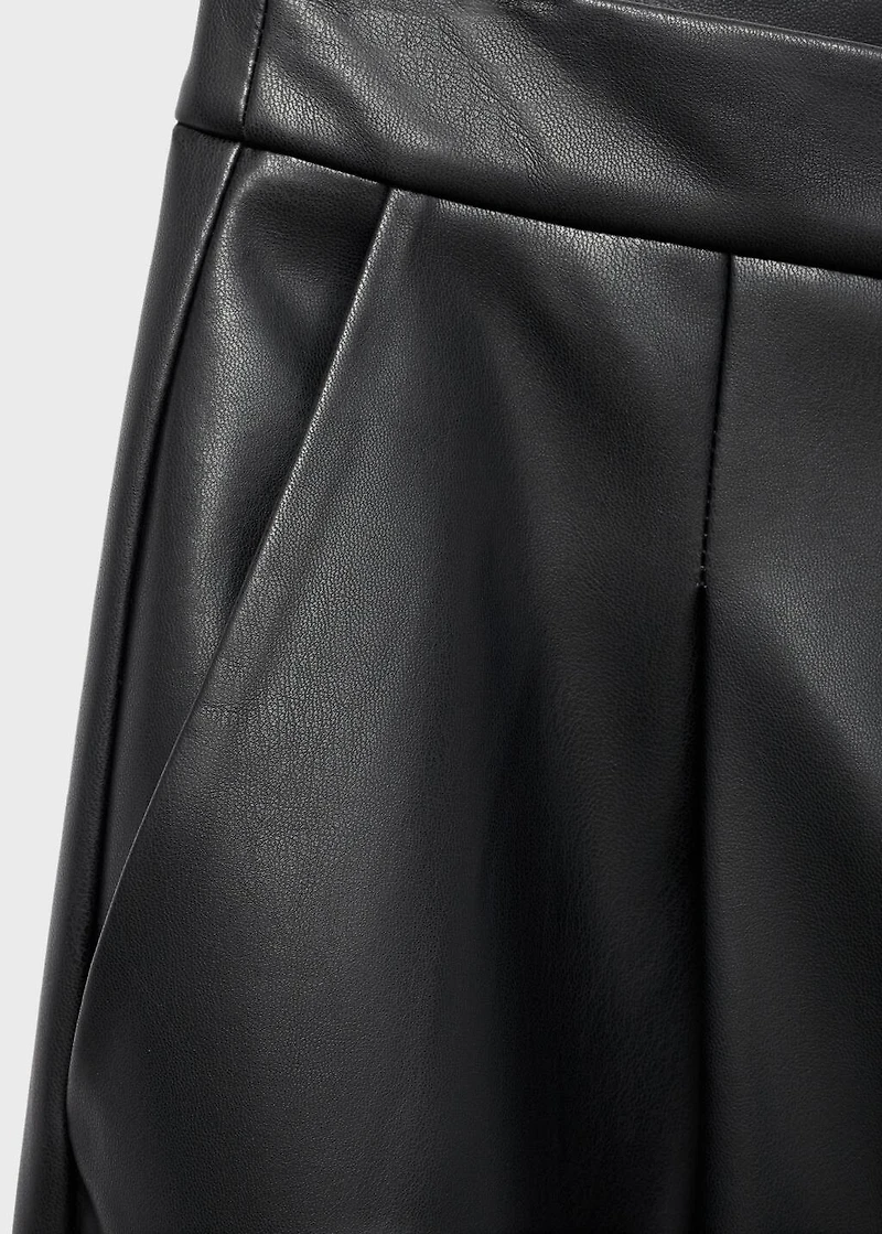 Leather-effect wide-leg pants
