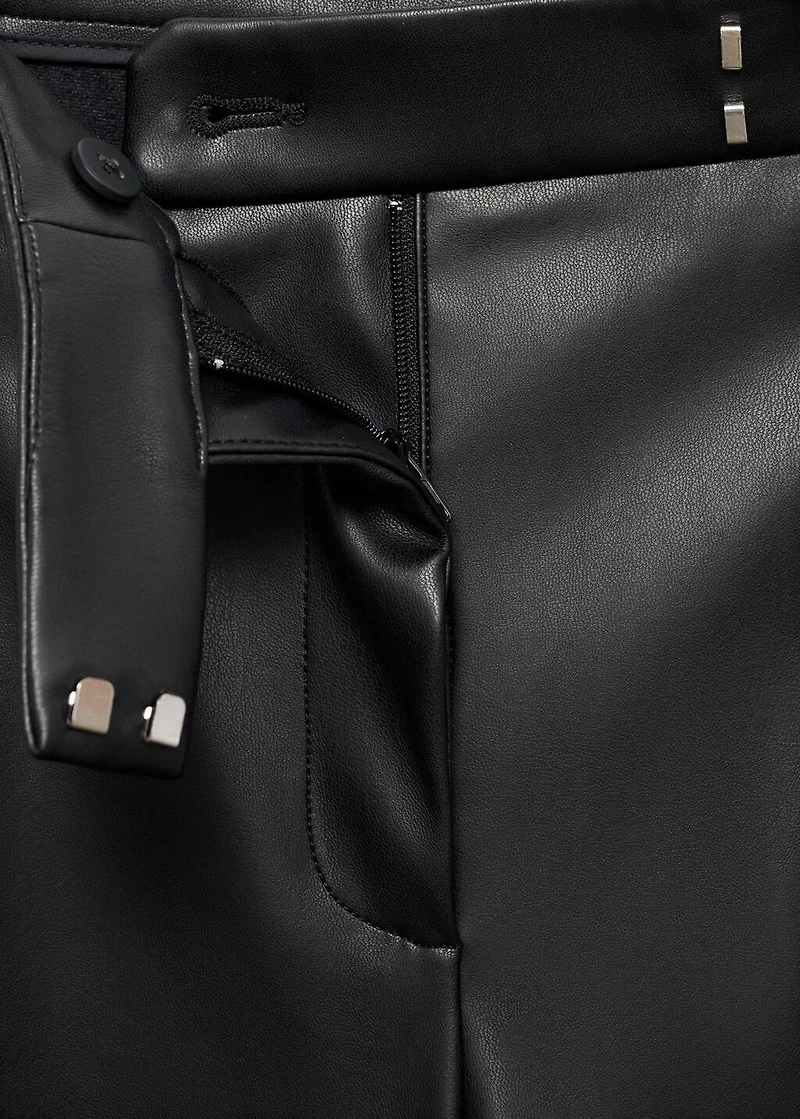 Leather-effect wide-leg pants
