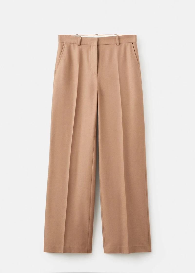 Straight wool-blend suit pants