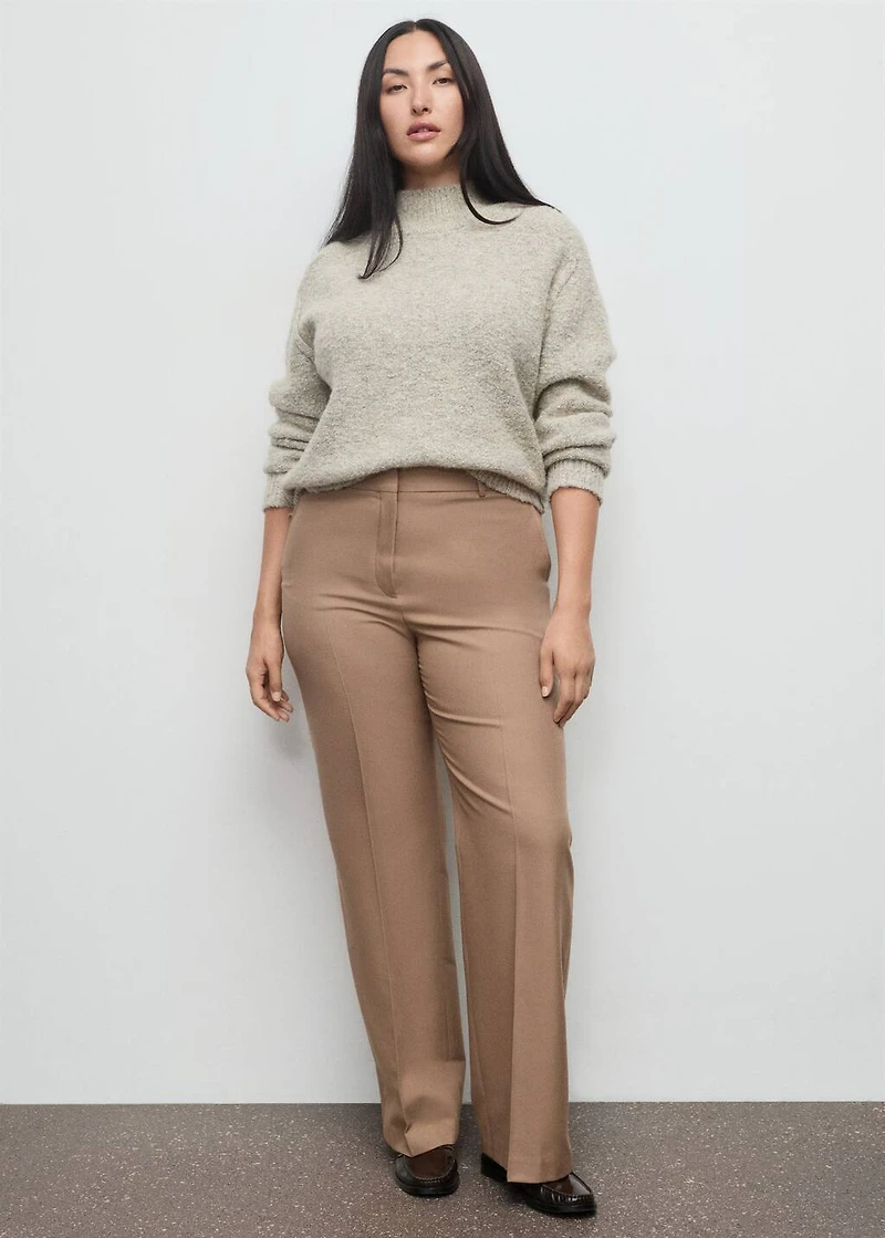 Straight wool-blend suit pants