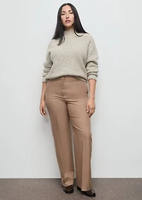 Straight wool-blend suit pants