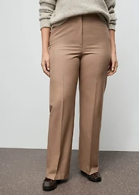 Straight wool-blend suit pants