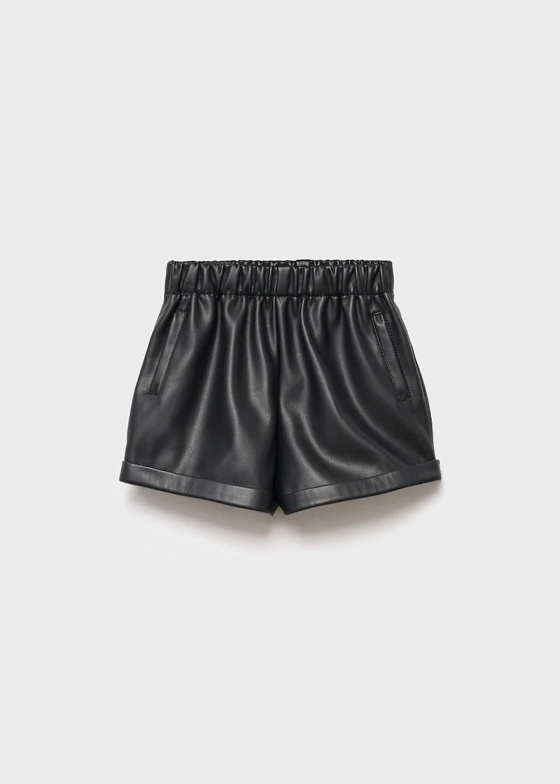 Leather-effect shorts