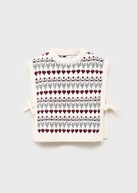 Knitted vest with heart pattern