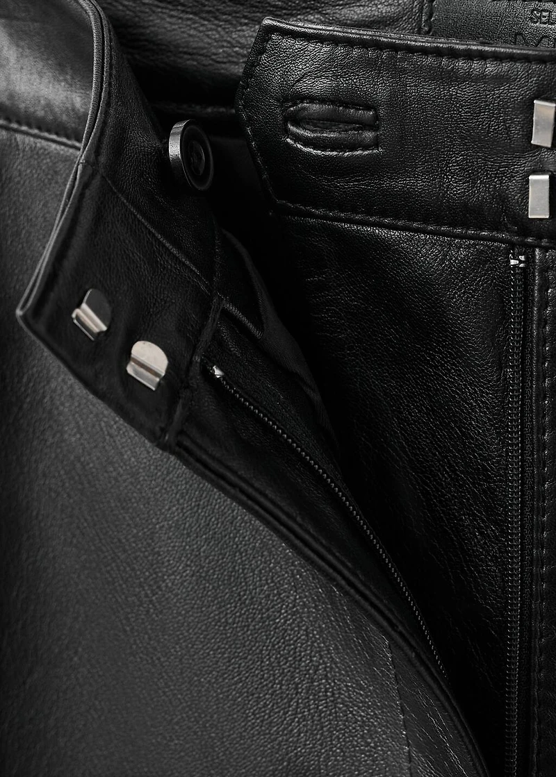 100% leather flared pants