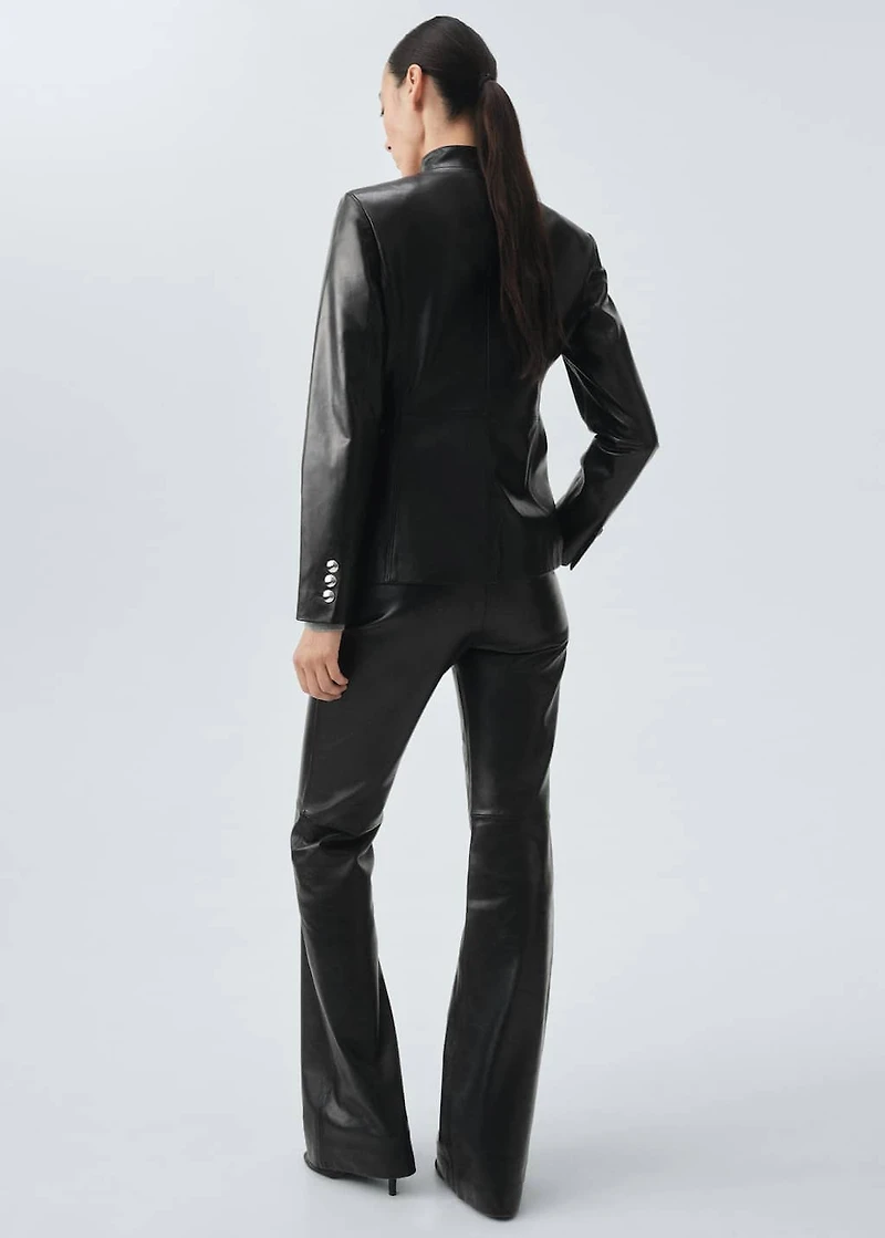100% leather flared pants