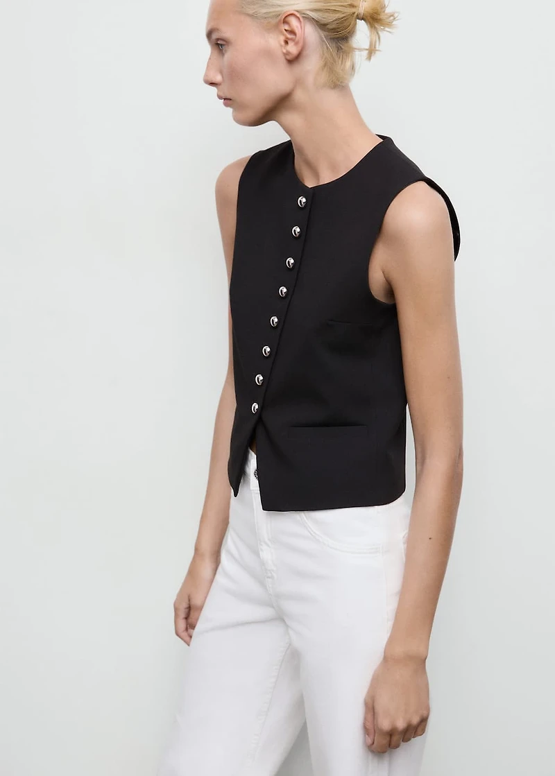 Vest with jewel buttons