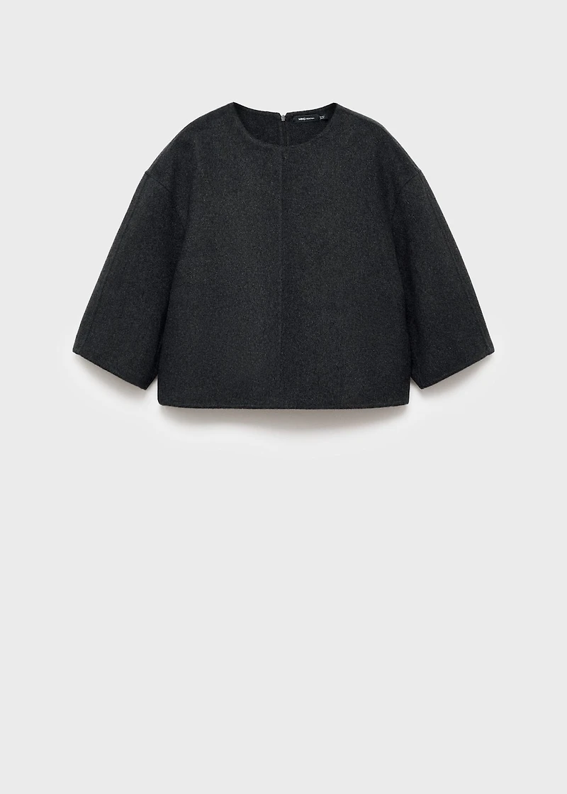 Wool top with three-quarter sleeve