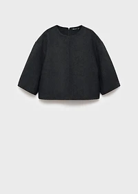 Wool top with three-quarter sleeve