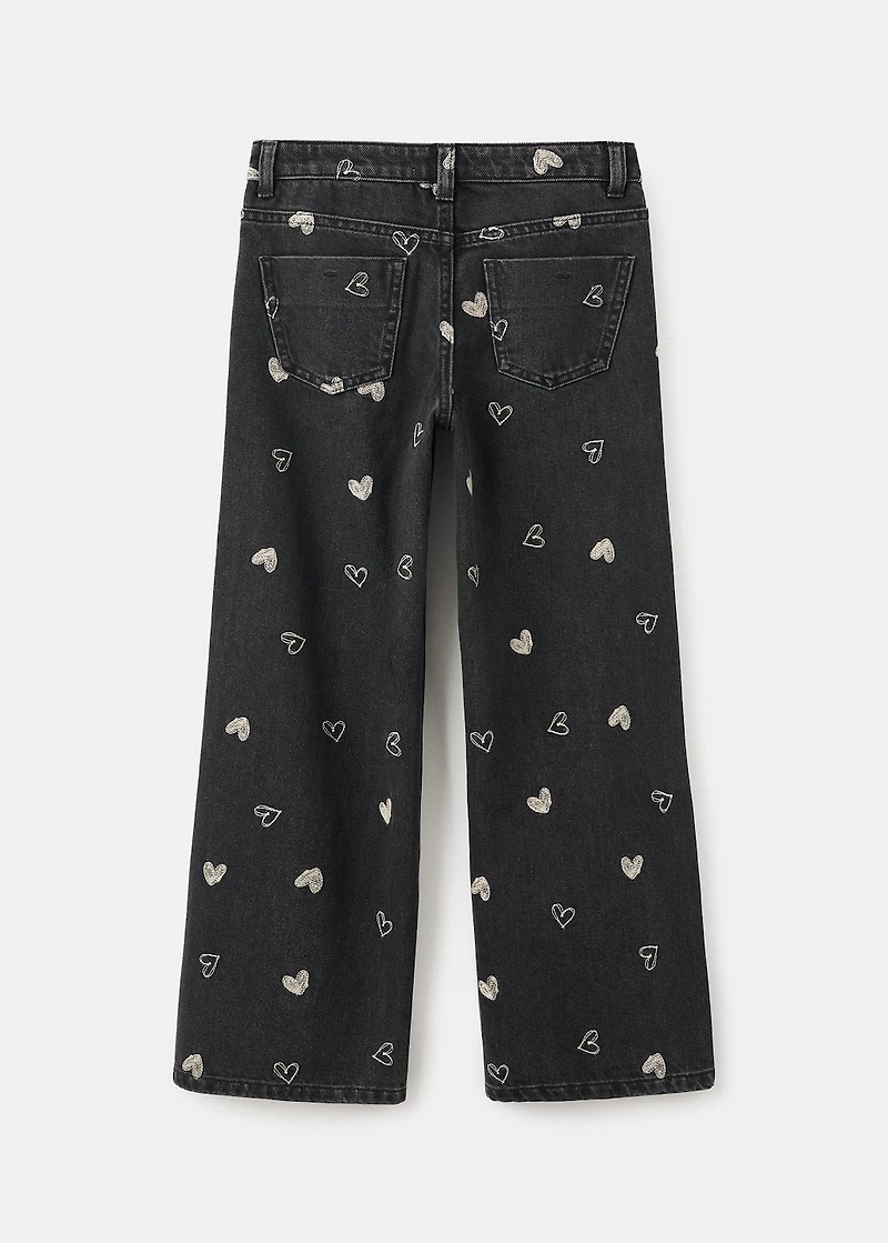 Jeans with embroidered heart