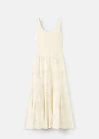 Floral-embroidered combined dress