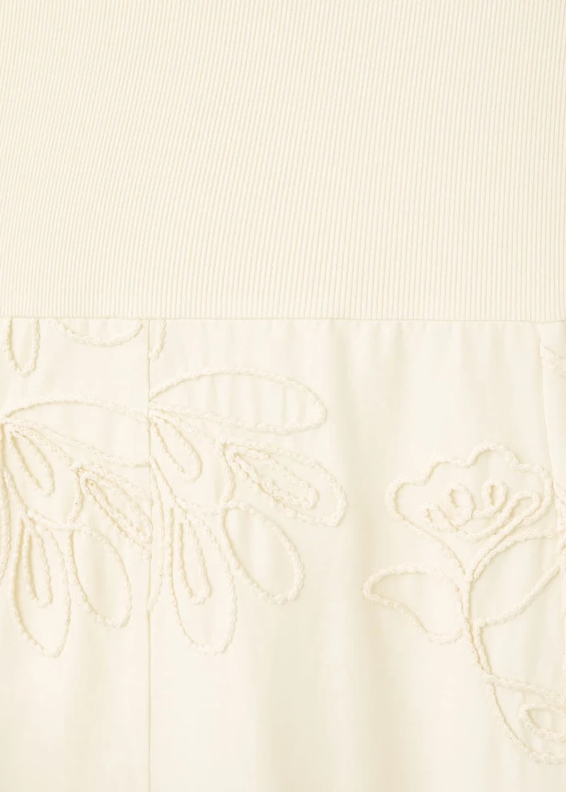 Floral-embroidered combined dress