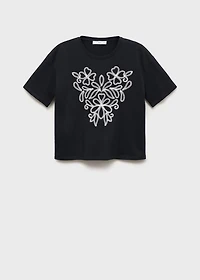 Floral-embroidered cotton t-shirt