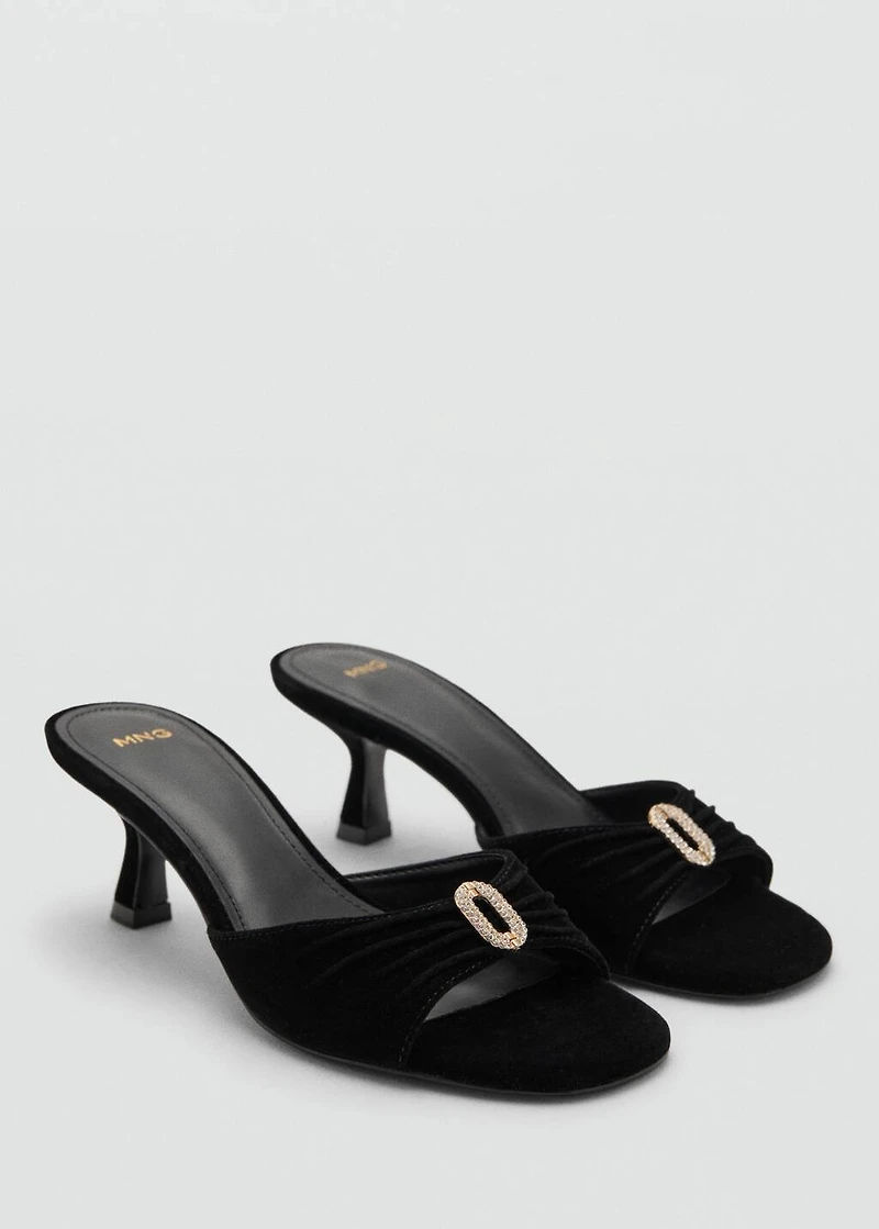Velvet sandals with jewel embellishment