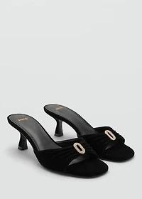 Velvet sandals with jewel embellishment