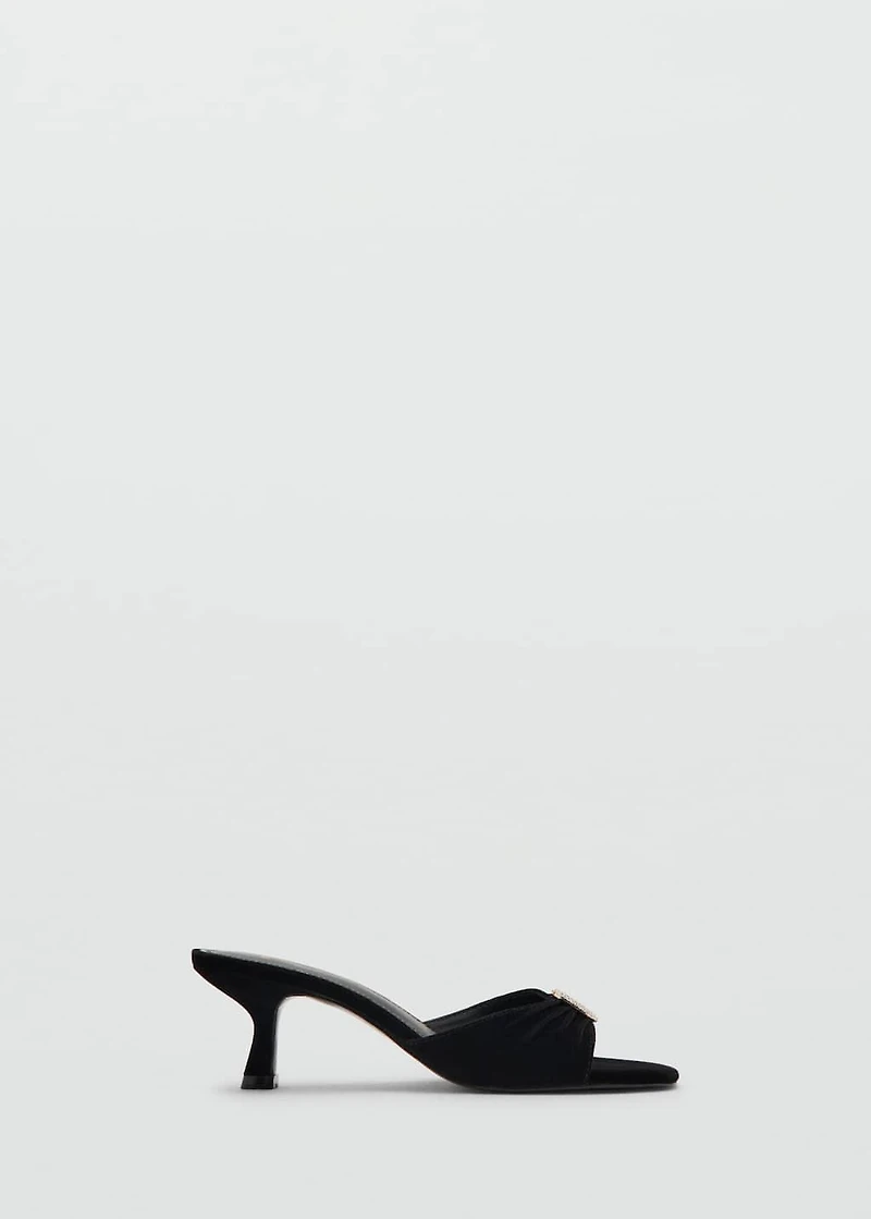 Velvet sandals with jewel embellishment