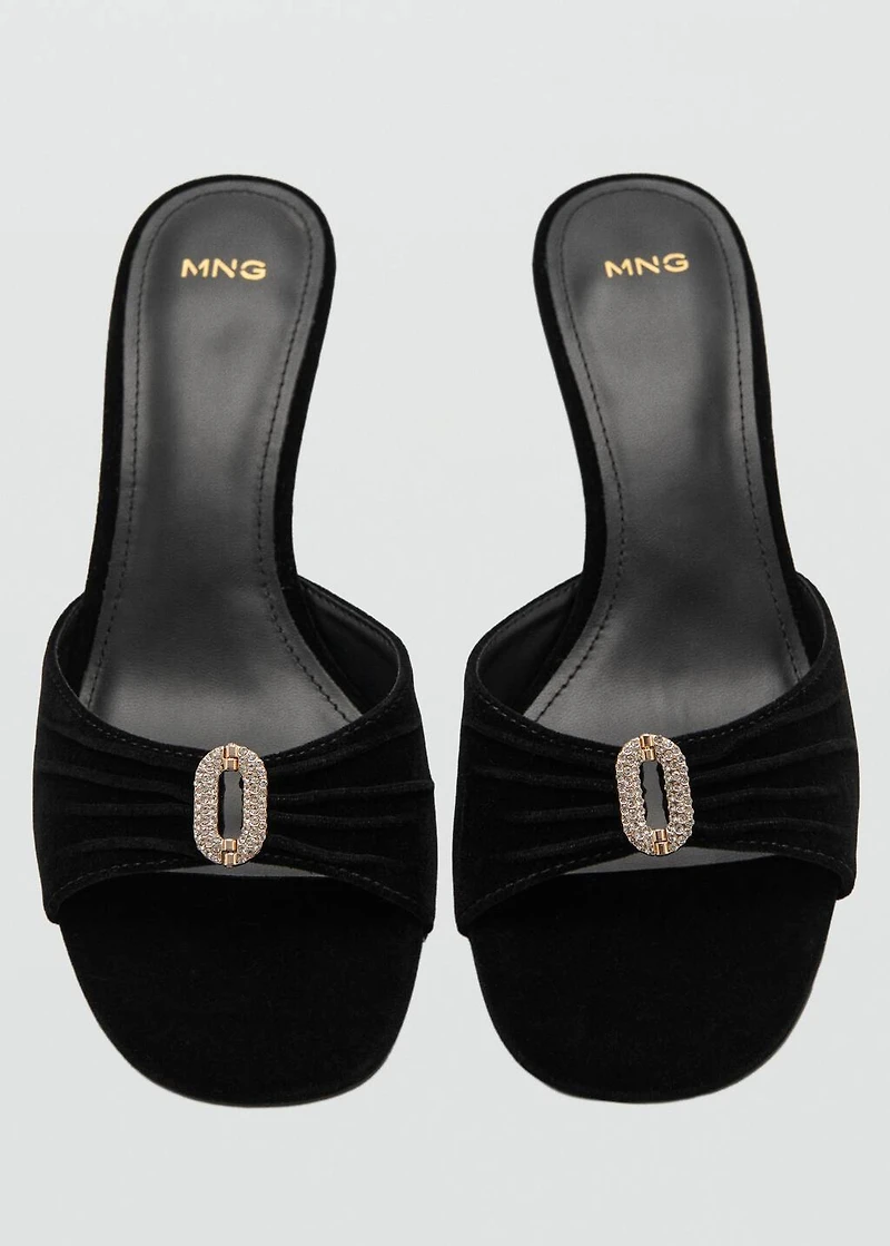 Velvet sandals with jewel embellishment