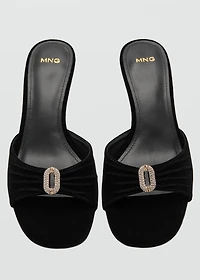 Velvet sandals with jewel embellishment
