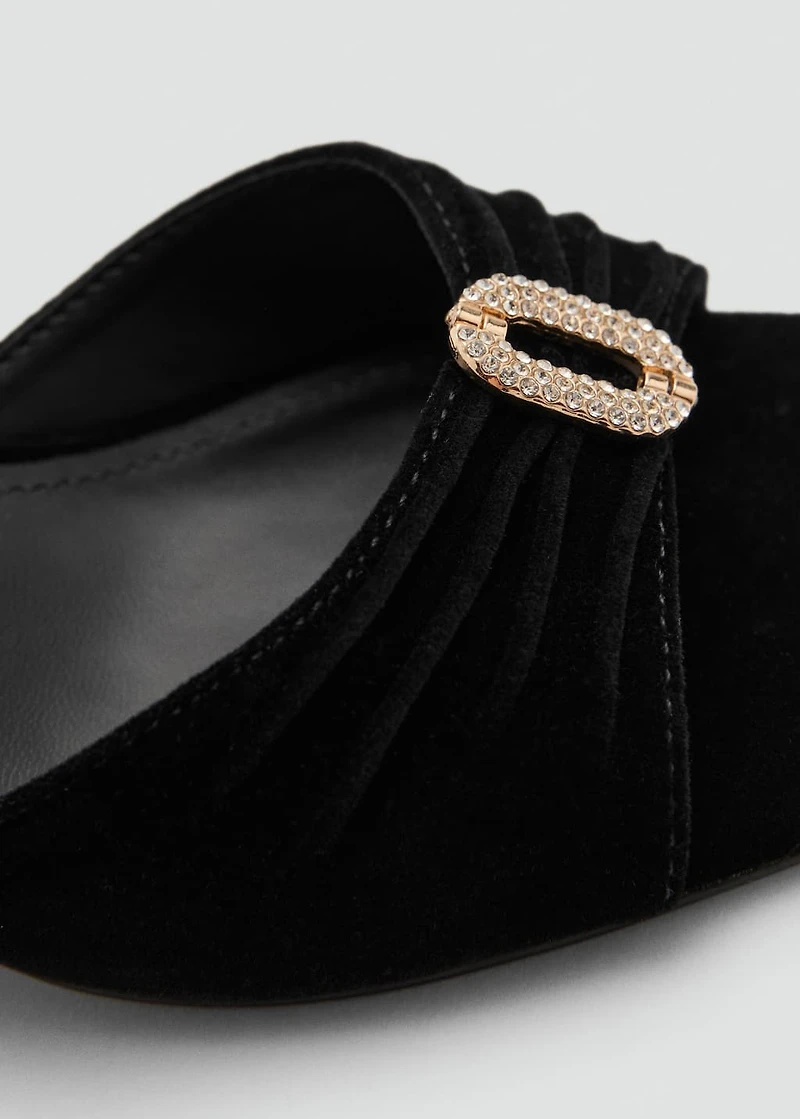 Velvet sandals with jewel embellishment