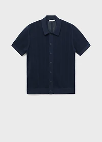 Striped knitted shirt with lace pattern