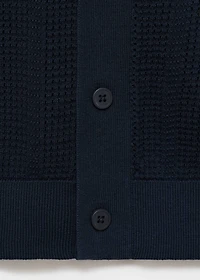 Striped knitted shirt with lace pattern