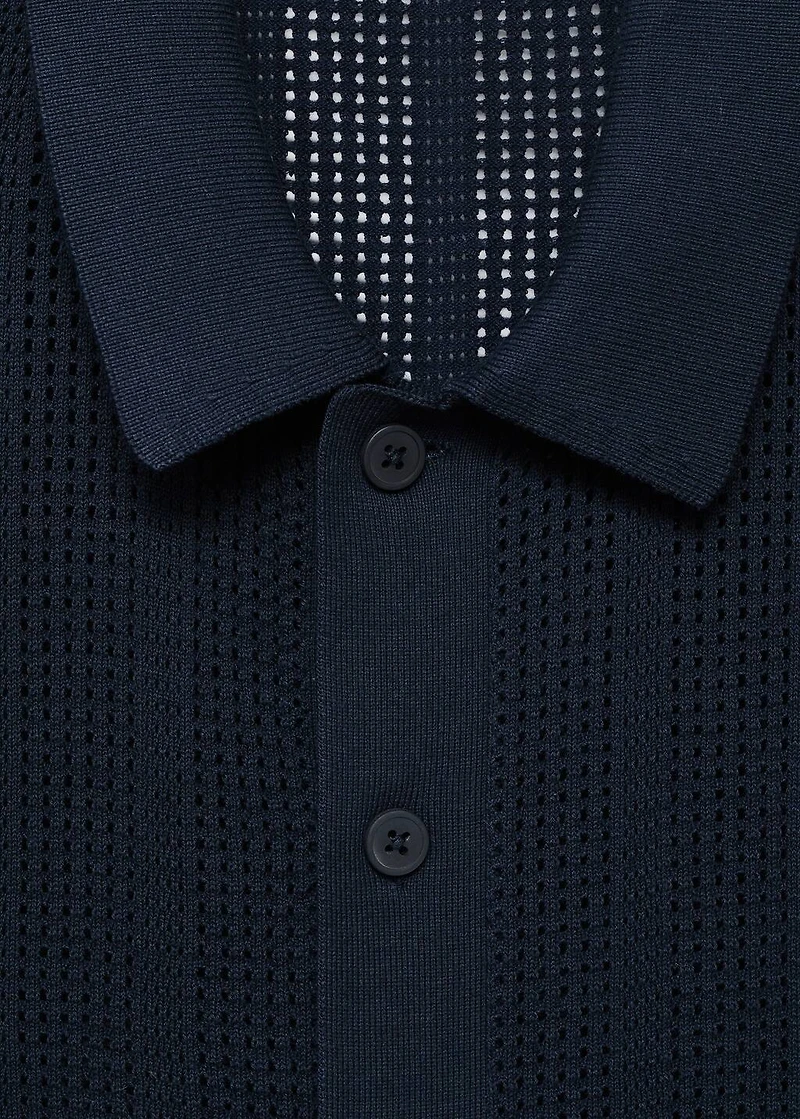 Striped knitted shirt with lace pattern