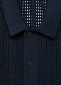 Striped knitted shirt with lace pattern