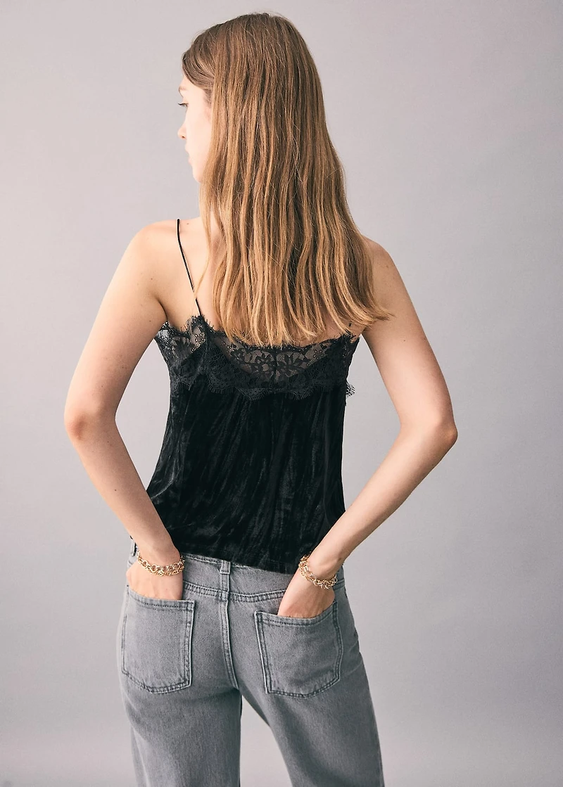Lace velvet top