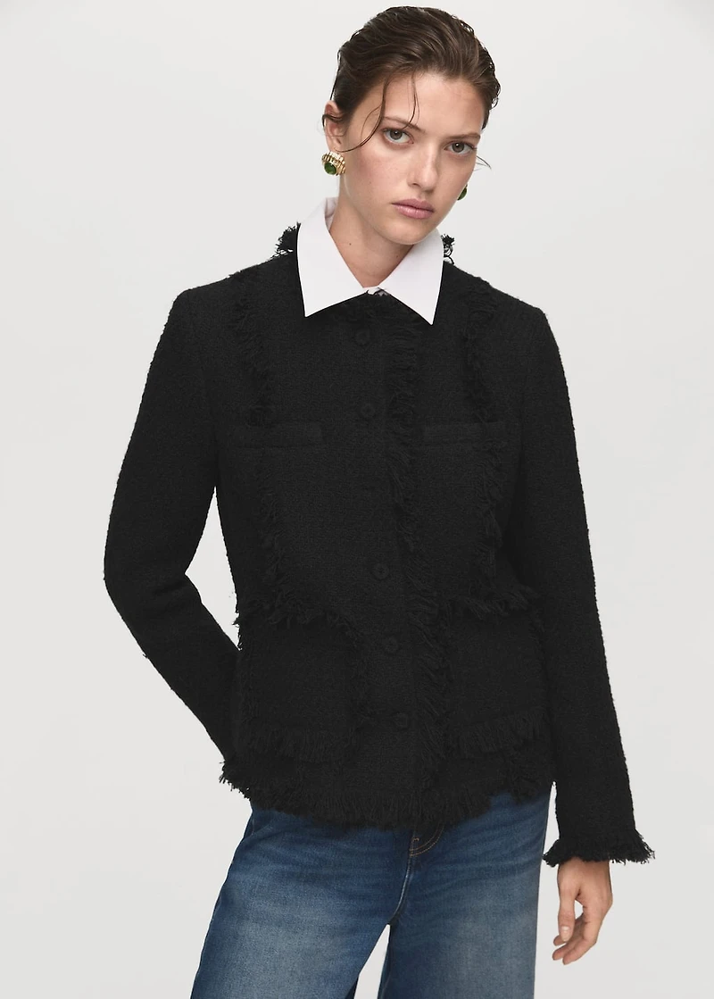 Tweed jacket with frayed ends