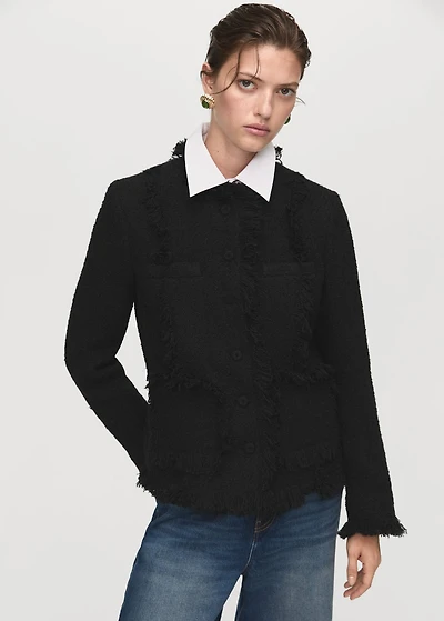Tweed jacket with frayed ends