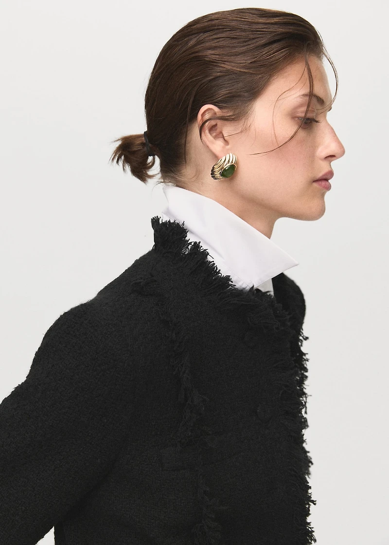 Tweed jacket with frayed ends